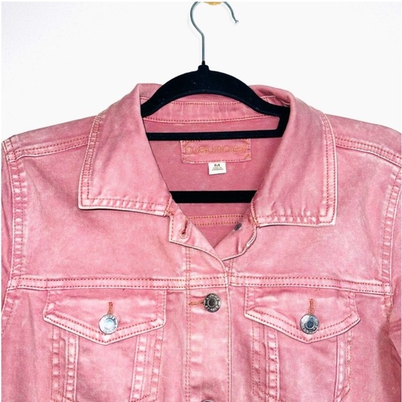 Women’s Blush Color Denim Jean Jacket - Picture 3 of 5